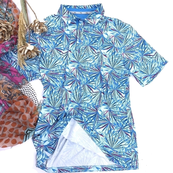 New Walter Hagen Men's Blue and White Patterned Golf Polo Shirt Sz M - Picture 1 of 8